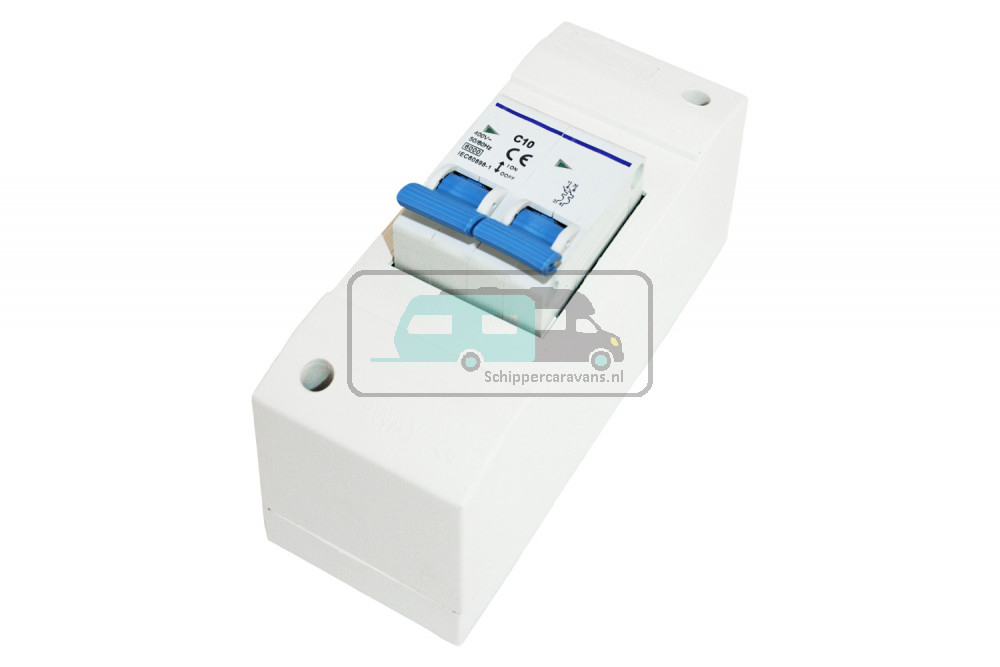 Dubbelpolige zekeringautomaat 10A m module
