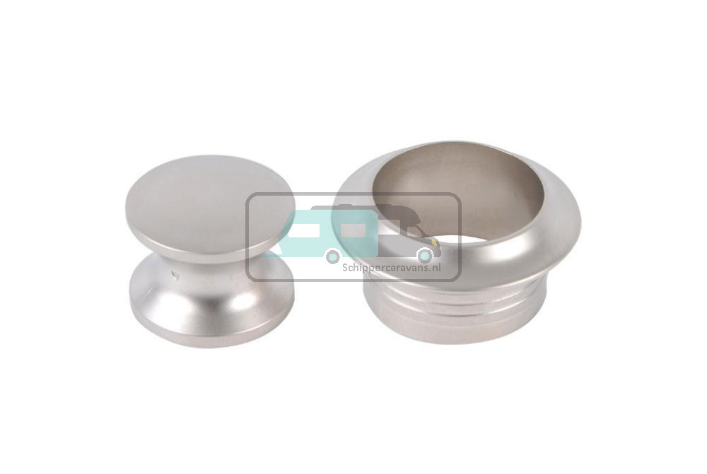 Knop+Ring Pushlock Zilver Mat 2st.