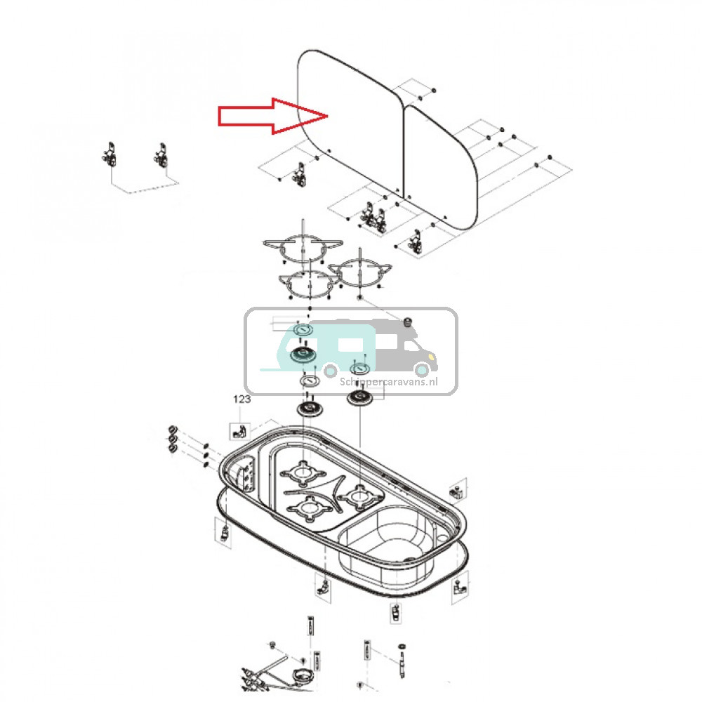 Dometic MO840 Komfoort Glasplaat Links