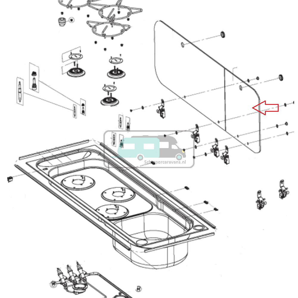 Dometic Glasdeksel Spoelbak Combi
