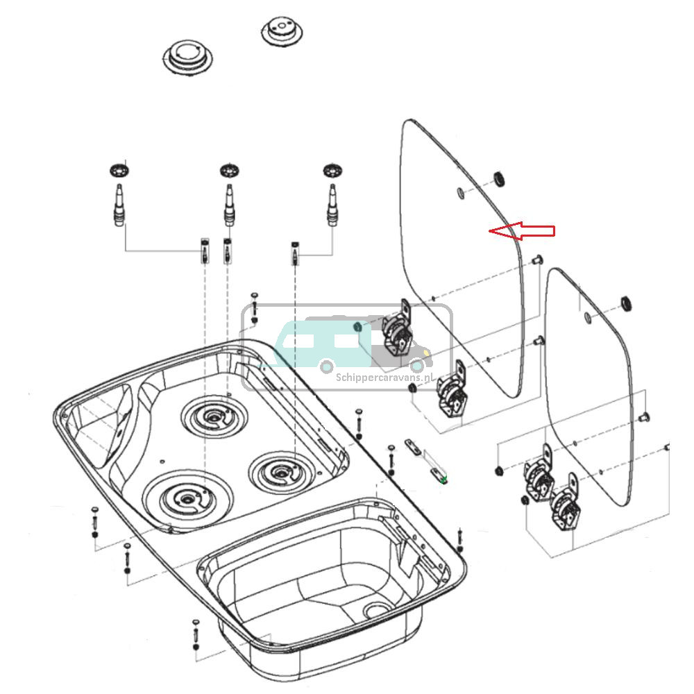 Dometic Glasdeksel Kookdeel MO 7123