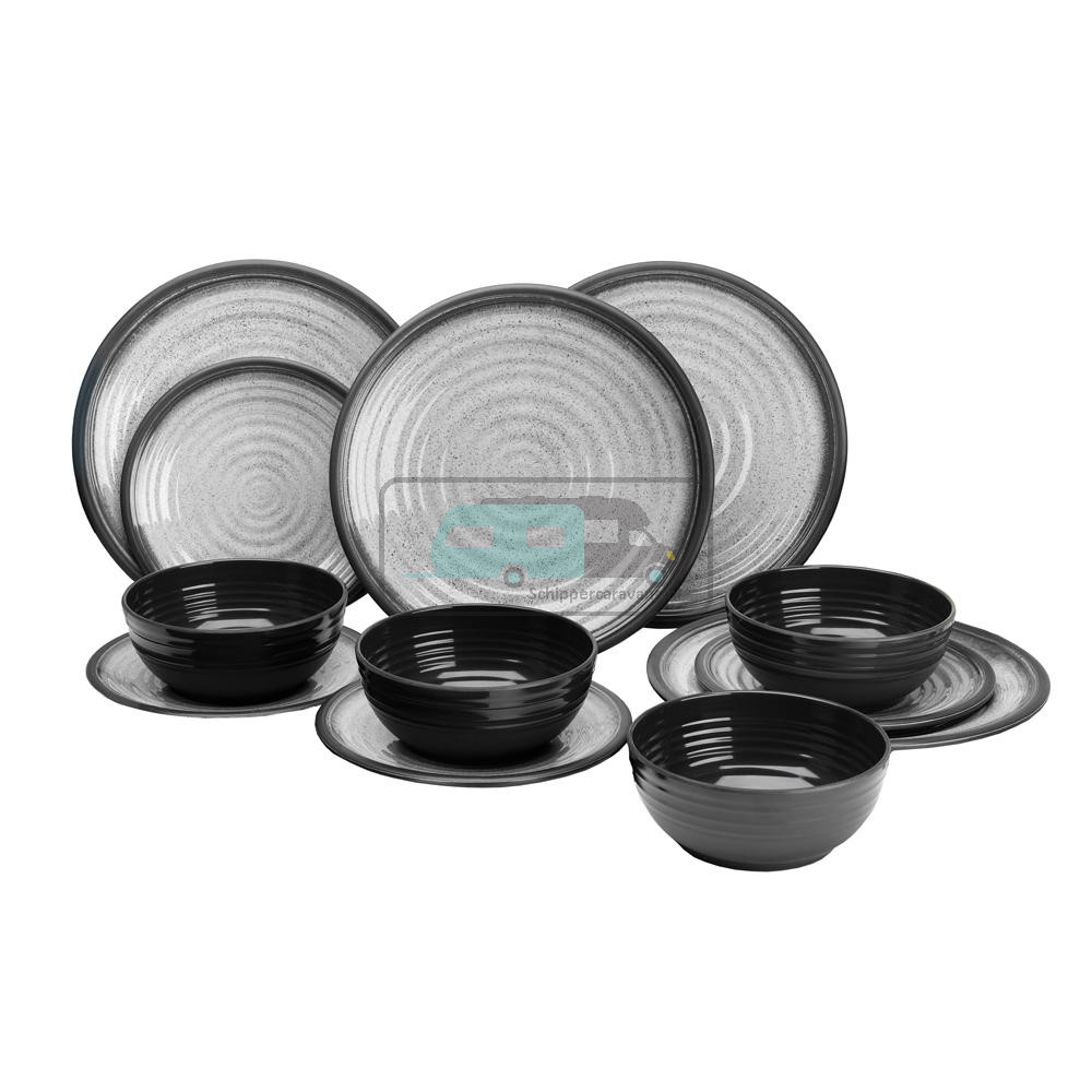 Melamine servies Graniet 12-delig