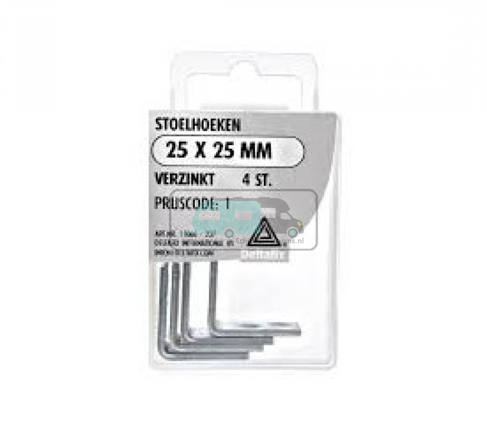 Deltafix Stoelhoeken 25x25mm Verzinkt Set 4st