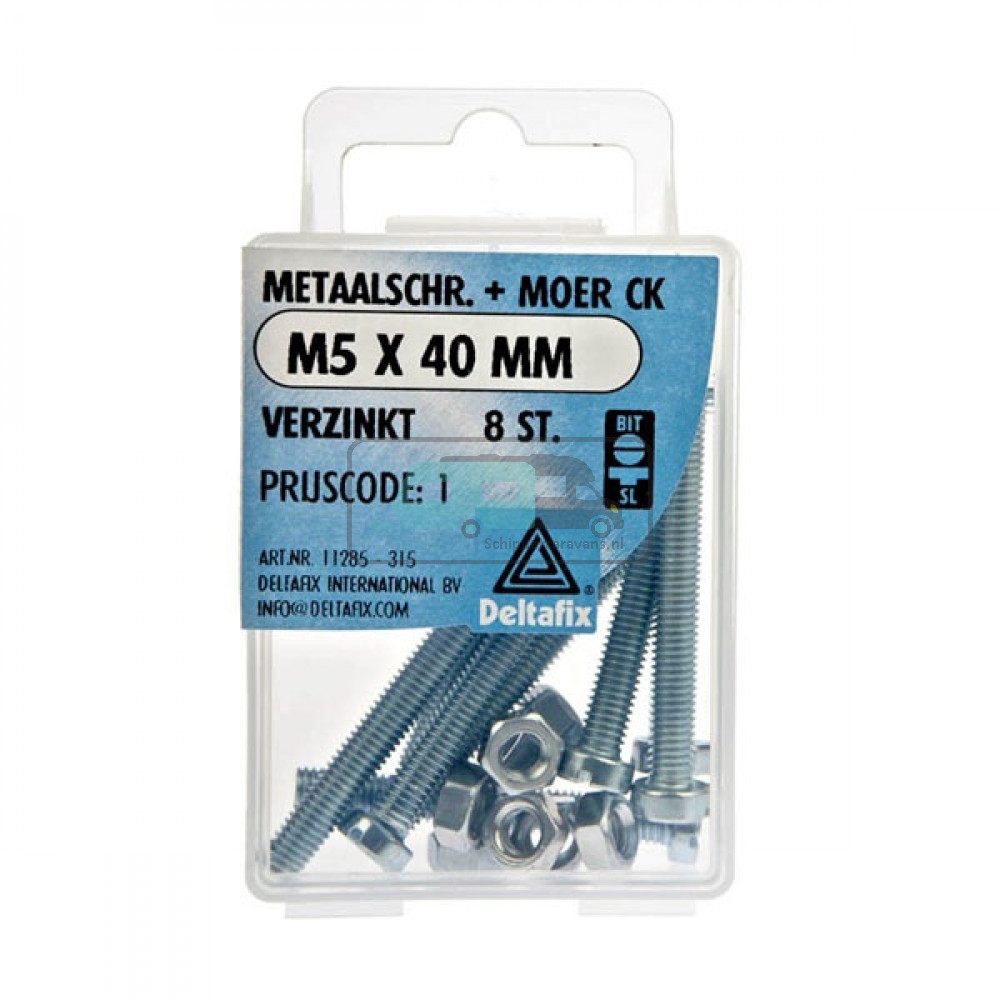 Deltafix Metaalschroef + Moer CK Verzinkt CK M5x40mm 8st