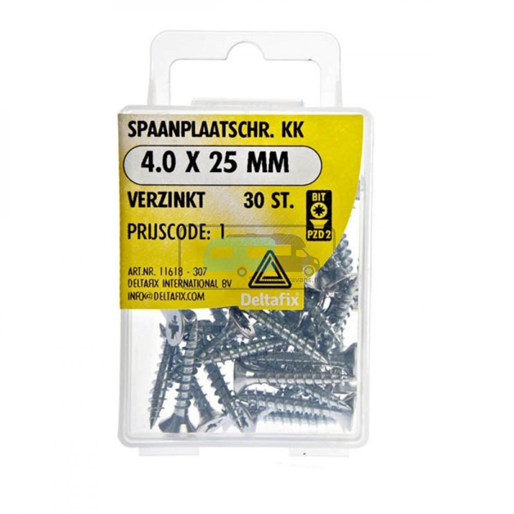 Deltafix Spaanplaatschroef KK 4.0x25mm Set 30st