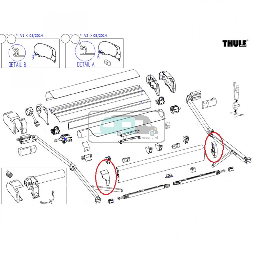 Thule Eindkap Lead Rail LH+RH 9200