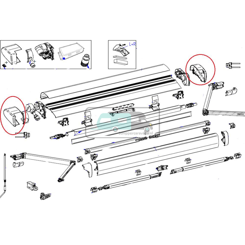 Thule 6300 Eindkap LH+RH Geanodiseerd