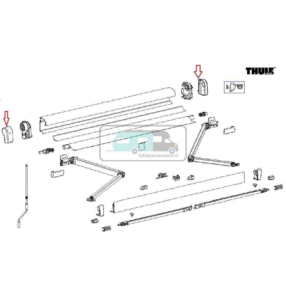 Thule 4900LH&RH Eindkappen Mainh. 4900 antra