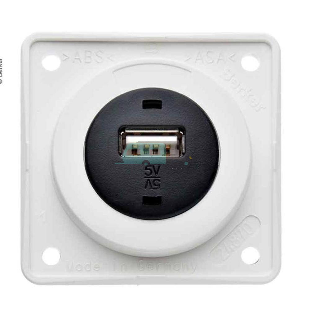 Berker Contactdoos 1x USB Lader 12V Inbouw Wit Hoogglans