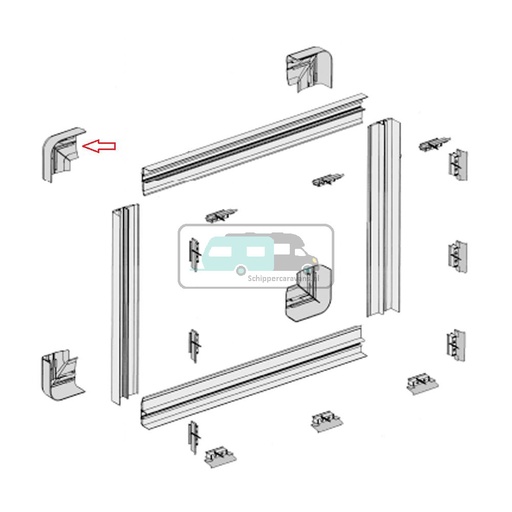 [OCS_1802638] Dometic S4.6 Raam Hoekbevestiging Binnenkader Wanddikte 3cm