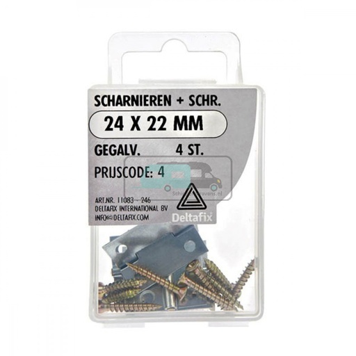 [OCS_2501238] Deltafix Scharnier 24x22mm Gegalvaniseerd Set 4st