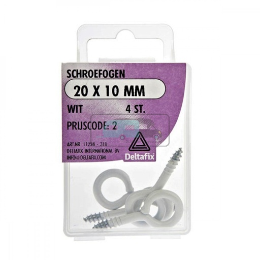 [OCS_2501289] Deltafix Schroefoog 20x10mm Wit Set 4st