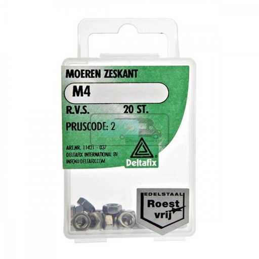 [OCS_2501442] Deltafix Moer Zeskant RVS M4 Set 20st