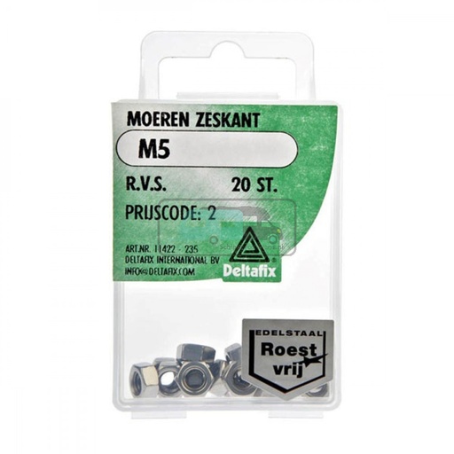 [OCS_2501445] Deltafix Moer Zeskant RVS M5 Set 20st