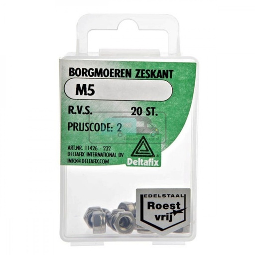 [OCS_2501448] Deltafix Borgmoer Zeskant RVS M5 20st
