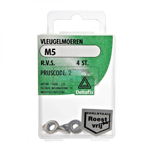 [OCS_2501454] Deltafix Vleugelmoer RVS M5 Set 4st