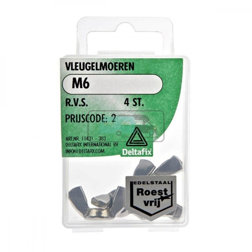 [OCS_2501457] Deltafix Vleugelmoer RVS M6 Set 4st