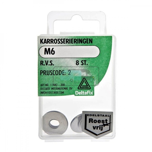 [OCS_2501469] Deltafix Carrosserieringen RVS M6 8st