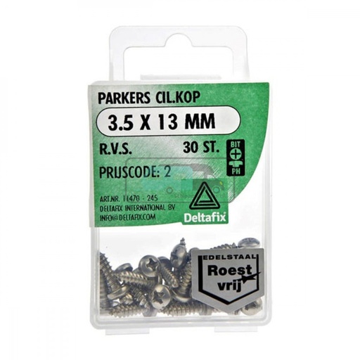 [OCS_2501502] Deltafix Parker CK RVS 3.5x13mm Set 30st 