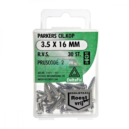 [OCS_2501505] Deltafix Parker CK RVS 3.5x16mm Set 30st