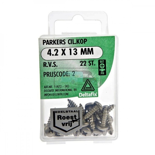 [OCS_2501508] Deltafix Parker CK RVS 4.2x13mm Set 22st