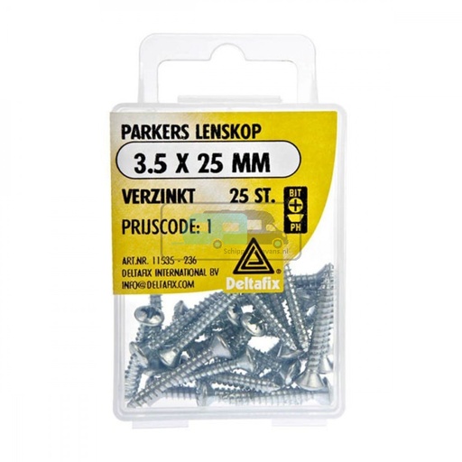 [OCS_2501583] Deltafix Parkers Lenskop Verzinkt 3.5x25mm 25st 
