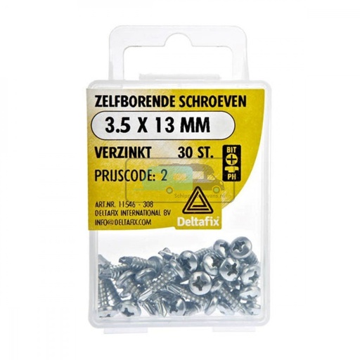 [OCS_2501607] Deltafix Zelfborende Schroef Verzinkt 3.5x13mm Set 30st