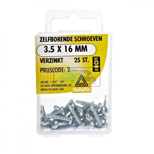 [OCS_2501610] Deltafix Zelfborende Schroef Verzinkt 3.5x16mm Set 25st