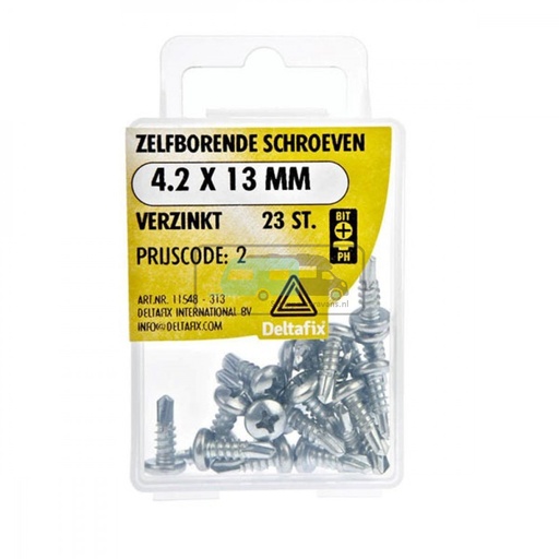 [OCS_2501613] Deltafix Zelfborende Schroef Verzinkt 4.2x13mm Set 23st