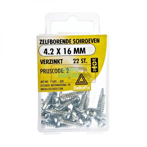 [OCS_2501616] Deltafix Zelfborende Schroef Verzinkt 4.2x16mm Set 22st