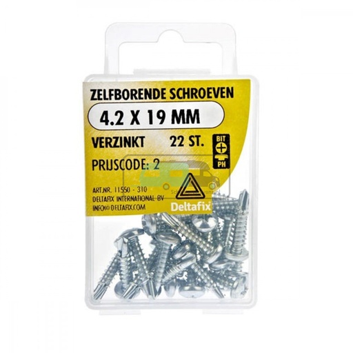 [OCS_2501619] Deltafix Zelfborende Schroef Verzinkt 4.2x19mm Set 22st