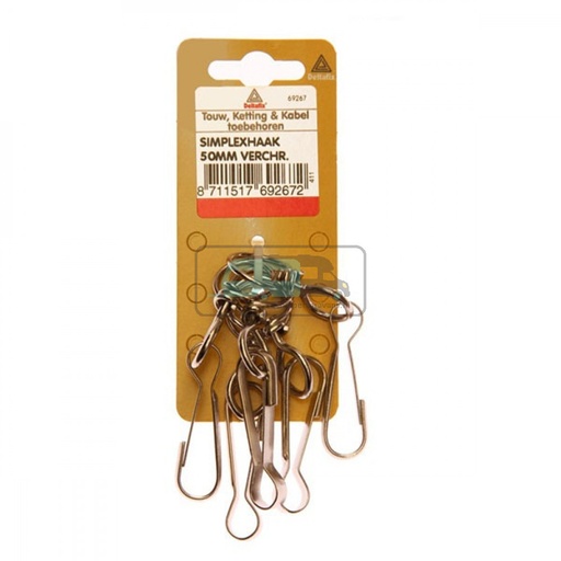 [OCS_2501703] Deltafix Simplexhaak Vernikkeld 30mm Set 6st