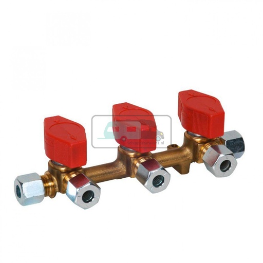 [OCS_0713005B] GOK Gasdistributieblok 3-Weg 8-8mm