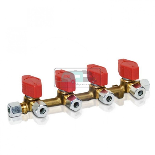 [OCS_0713007B] GOK Gasdistributieblok 4-Weg 8-8mm