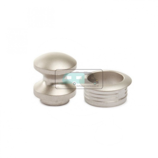 [OCS_0803002B] Mini Knop+Ring Pushlock Zilver Mat 2st.