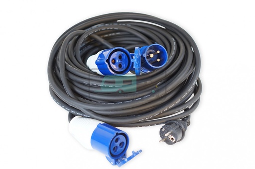[OCS_1101109] Vechline Verloopkabel 3x1.5mm² CEE-CEE Contra & CEE Contra-Frans Verloop 25m