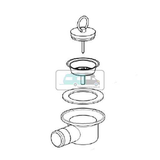 [OCS_1141025] Thetford Hob Afvoerplug Haakse aansluiting 25mm