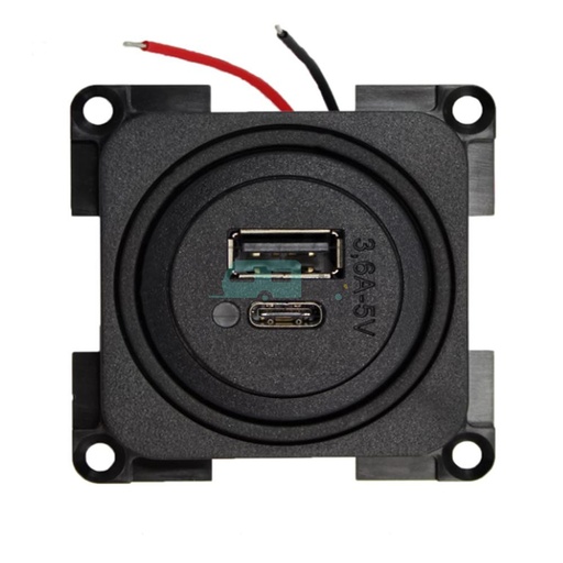 [OCS_1144055B] Presto Contactdoos 2x USB A/C Lader 12V LED Inbouw S-10.000 Zwart