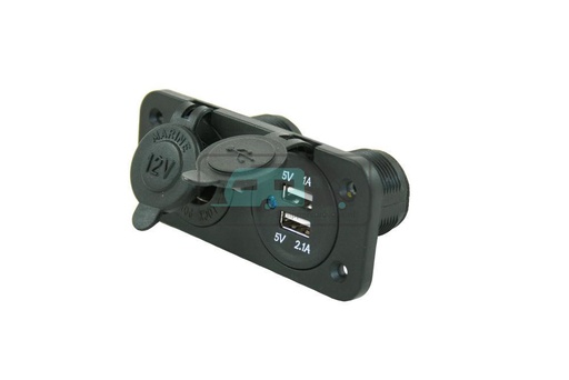 [OCS_1144223B] Power Line Contactdoos 12V + 2x USB Lader Inbouw Zwart