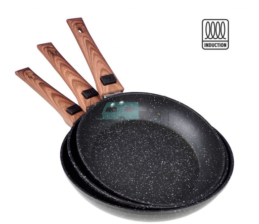 [OCS_1302143] Koekenpannenset Black Line Houtdecor 3-delig