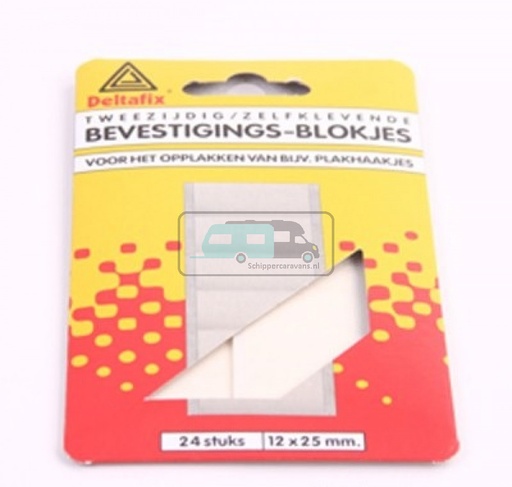 [OCS_2501013] Deltafix Bevestigingsblokjes 25x12mm Wit 24st