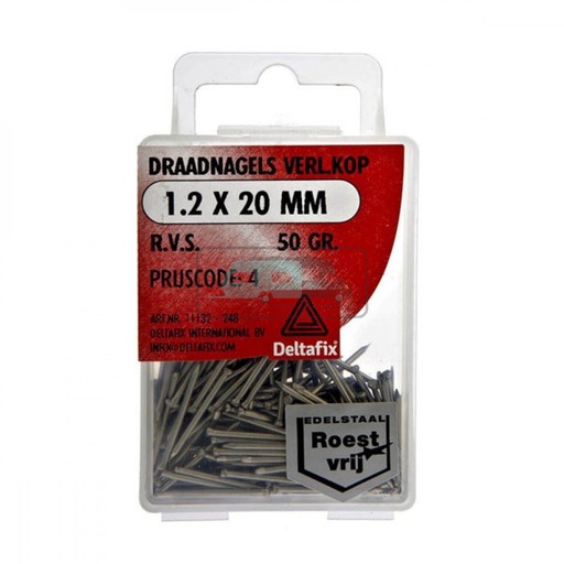 [OCS_2501253] Deltafix Draadnagels Verloren Kop 1.2x20mm RVS