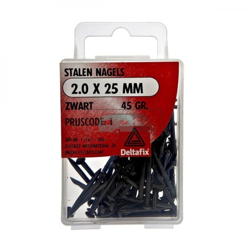 [OCS_2501256] Deltafix Stalen nagel 2.0x25mm Zwart 45gr.