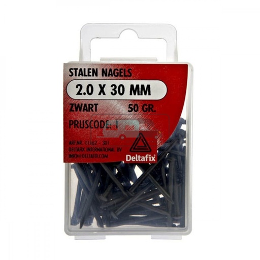 [OCS_2501259] Deltafix Stalen nagel 2.0x30mm Zwart 50gr.