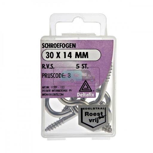 [OCS_2501277] Deltafix Schroefoog RVS 30x14mm Set 5st