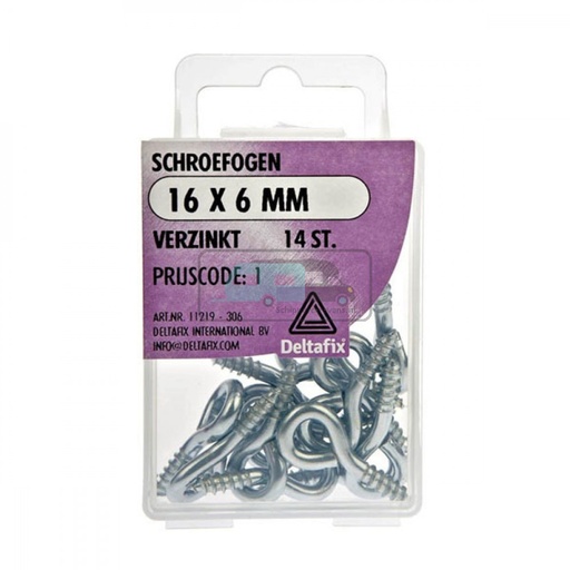 [OCS_2501283] Deltafix Schroefoog Verzinkt 16x6mm Set 14st