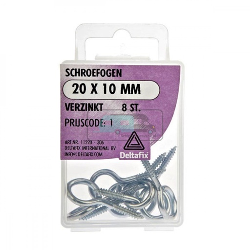 [OCS_2501286] Deltafix Schroefoog Verzinkt 20x10mm Set 8st