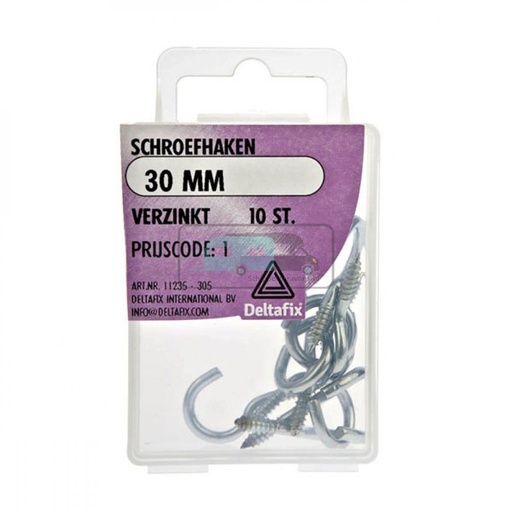 [OCS_2501292] Deltafix Schroefhaak Verzinkt 30mm Set 10st