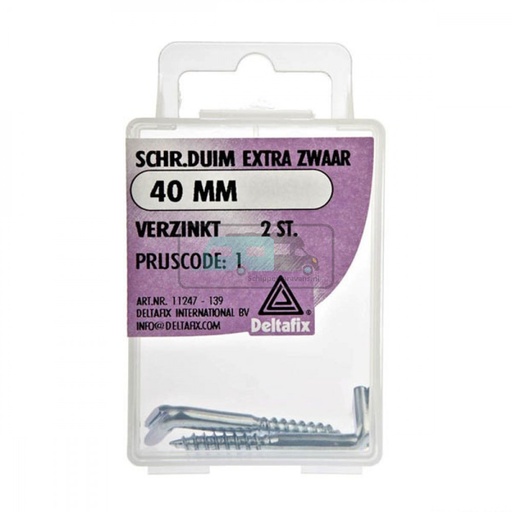 [OCS_2501298] Deltafix Duimschroef Verzinkt 40mm Extra zwaar Set 2st 