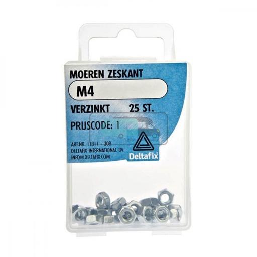 [OCS_2501373] Deltafix Moer Zeskant Verzinkt M4 Set 25st